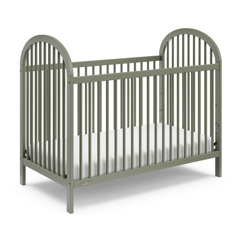 Graco Olivia Convertible Crib (Olive) – GREENGUARD Gold Certified, 100% Solid Wood, Fits Standard Crib Mattress, Converts to Toddler Bed and Daybed, 4 Adjustable Mattress Heights
