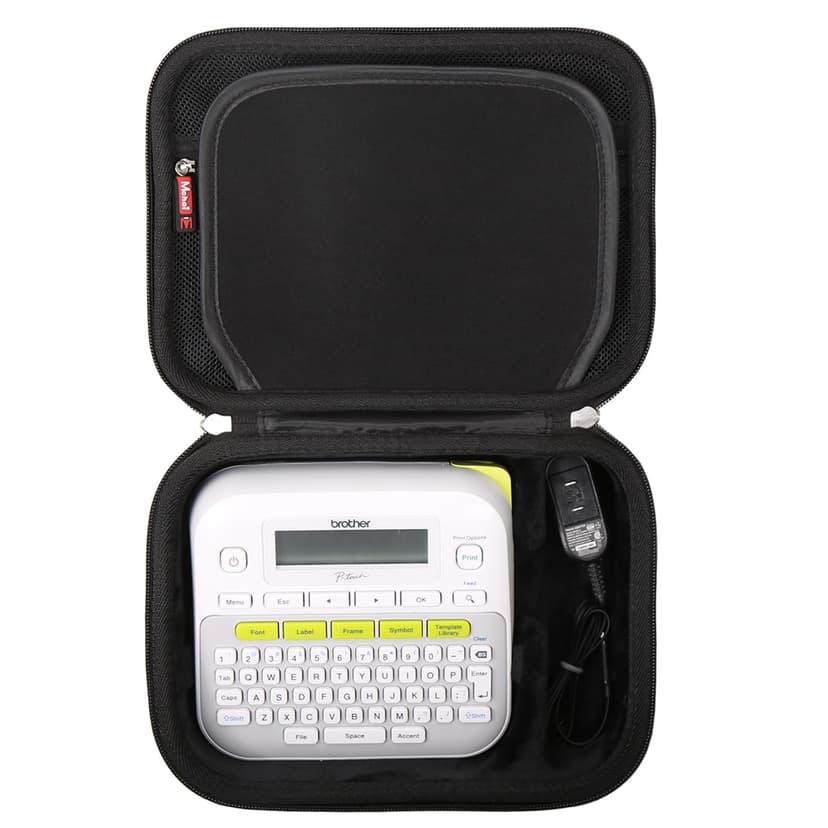 Mchoi Hard Case Compatible with Brother P-Touch PTD220 D210 Label Maker, Organizer Holders with Mesh Pocket Fits for Label Tapes, AC Adapter, Charging Cables, Case Only, Black