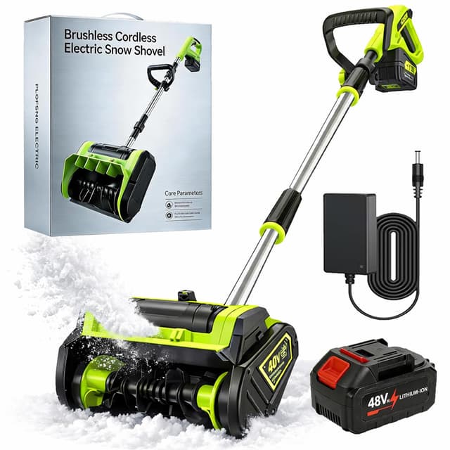 40V Cordless Brushless Snow Shovel, 13-Inch Electric Snow Blower with 4.0Ah Batteries, Battery-Powered Snow Removal with 26FT Throw Distance for Driveway, Deck, Patio & Steps (with 1 Battery)