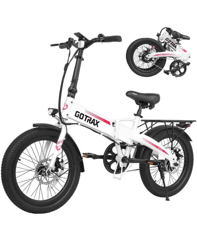Gotrax R1 20" Folding Electric Bike with 40 Miles (Pedal-assist1) by 48V Battery, 20Mph Power by 350W, Weighs Only 45lbs, LCD Display & 5 Pedal-Assist Levels, Suitable for Leisure Riding&Commuting WHI