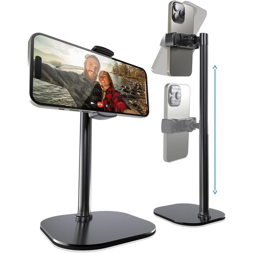 COOPER ChatStand, Adjustable Cell Phone Stand for Desk, Phone Stand for Recording, iPhone Holder for Filming, Small iPhone Tripod, Soporte para Celular, Fits Samsung, Android, (Night Black)