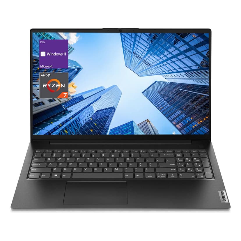 Lenovo V-Series V15 Business Laptop, 15.6" FHD Display, AMD Ryzen 7 7730U, 16GB RAM, 1TB SSD, Numeric Keypad, HDMI, RJ45, Webcam, Wi-Fi, Windows 11 Pro, Black
