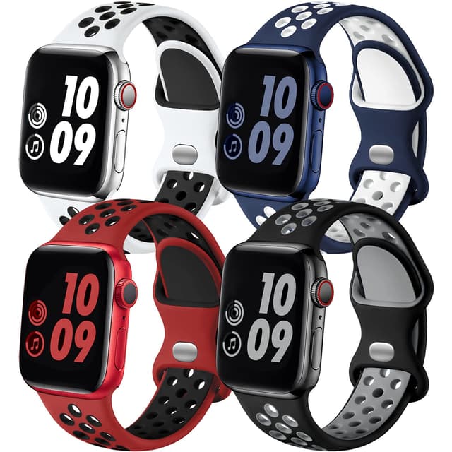 Adorve 4 Pack Sport Bands Compatible with Apple Watch Bands for Men Women 49mm 46mm 45mm 44mm 42mm 41mm 40mm 38mm,Breathable Soft Silicone Strap for iWatch Band Series 11 10 SE Ultra 9 8 7 6 5 4 3 2 1