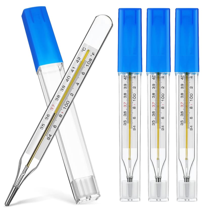 Glass Cuban Temperature Thermometers: Thermometers for Fever - Old Fashioned Axillary & Oral Thermometer for Adults Kids Elderly ℃ & ℉