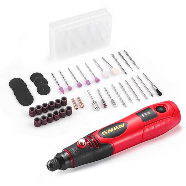 SNAN Cordless Rotary Tool Kit, 3.7v 600mAh Li-ion Battery with 40 Accessories&Pieces Swap-able Heads, 3-Speed and USB Charging Multi-Purpose