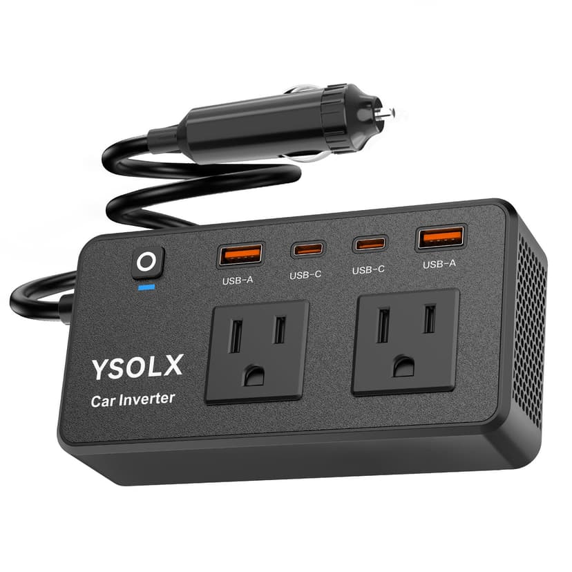 300W Car Power Inverter - YSOLX Dual DC 12V to 110V AC Car Outlet Adapter to Wall Plug, 24W Fast Charging USB-C&USB-A, Portable ​Charger Converter with for Laptops, Phones
