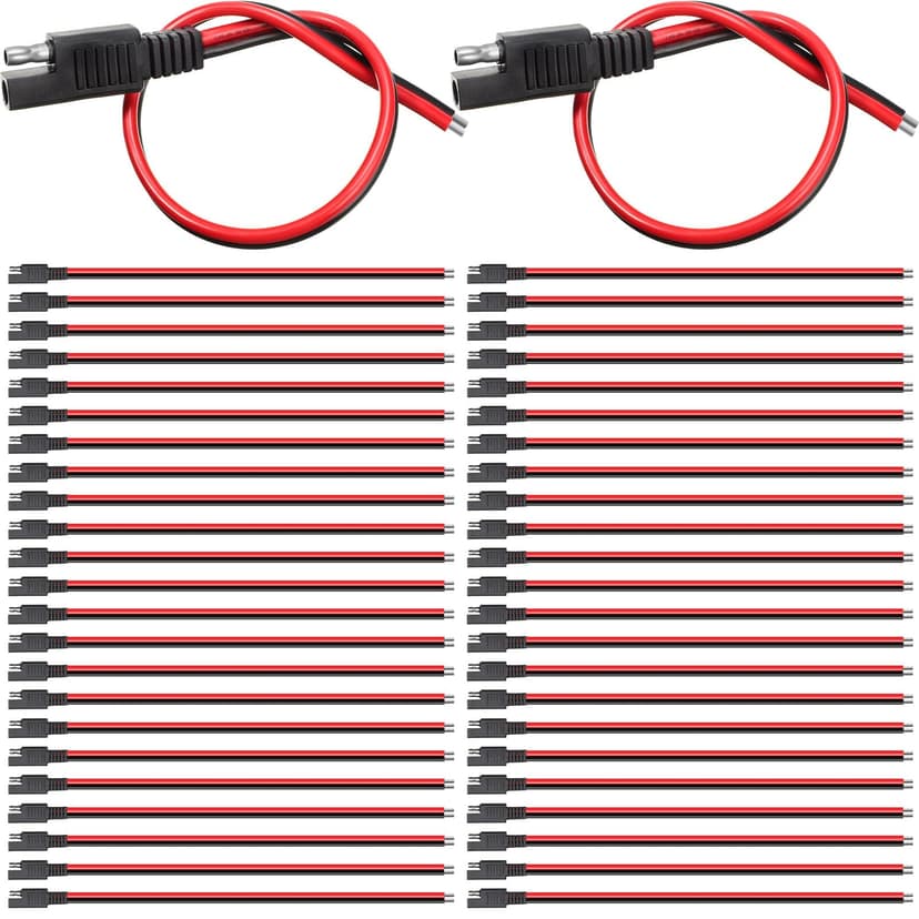 Frienda 48 Pack 14 Awg Connectors Cable Compatible with SAE 30cm 2 Pin Single Plug Disconnect Power Automotive Extension Cable for Motorcycles Cars Charger