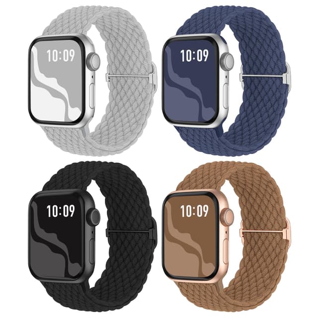Braided Stretchy Solo Loop Compatible for Apple Watch Band 38mm 40mm 41mm 42mm 44mm 45mm 46mm 49mm for Women Men, Nylon Elastic Straps Wristbands for iWatch Series 11/10 9 8 7 6 5 4 3 SE/Ultra 3 2 1