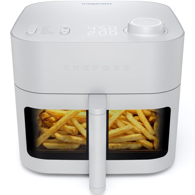 Chefman Crispinator Air Fryer 6-in-1 with 8 Qt capacity, 450°F Max Temp with TurboFry Pro Technology for Fast and Even Results, Viewing Window, Nonstick Ceramic Basket