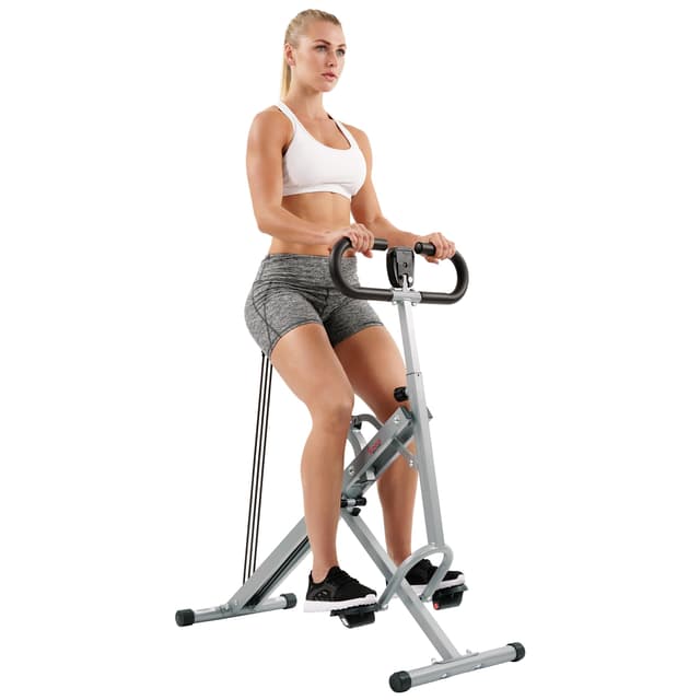 Sunny Health & Fitness Smart Upright Row-N-Ride Exerciser, Squat Assist Trainer for Glutes Workout with Adjustable Resistance, Easy Setup & Foldable, Glute & Leg Exercise Machine- NO. 077S