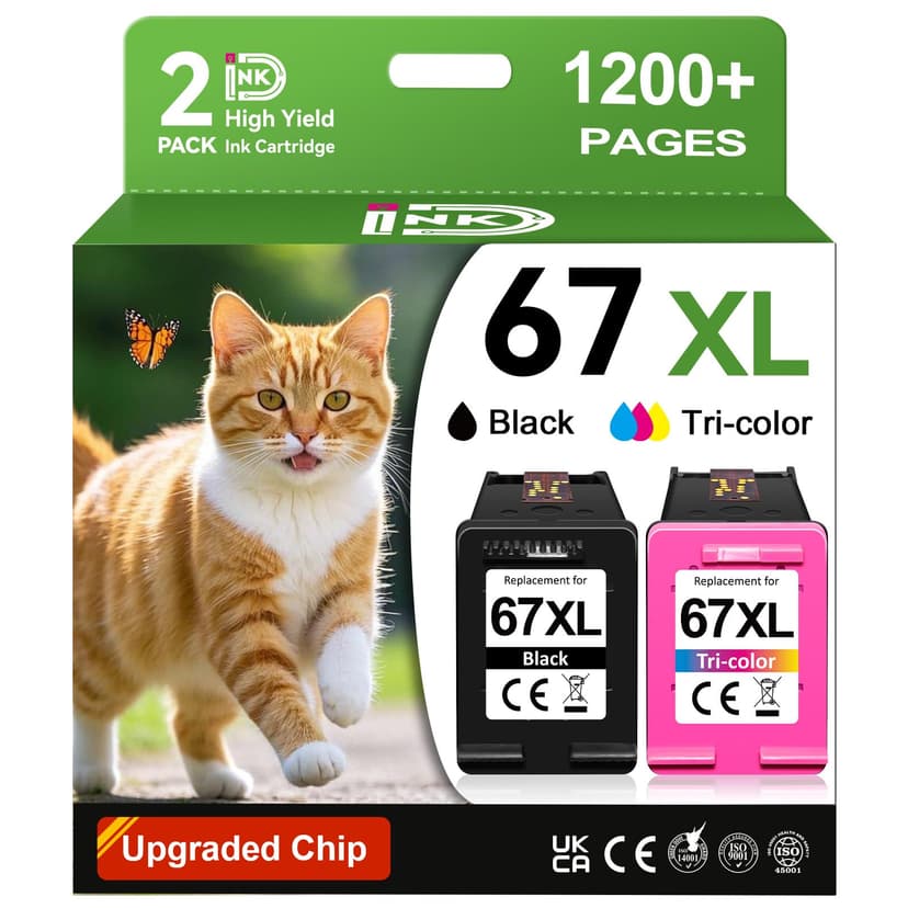 67XL Compatible for HP 67 Ink Cartridges Black Color Combo Pack Used for HP Envy 6055e 6400 6000 6065e 6458e 6455e DeskJet 2855e 4100 4152e 4255e 2755e 2700 2725 2755e 2752 4155e Printer