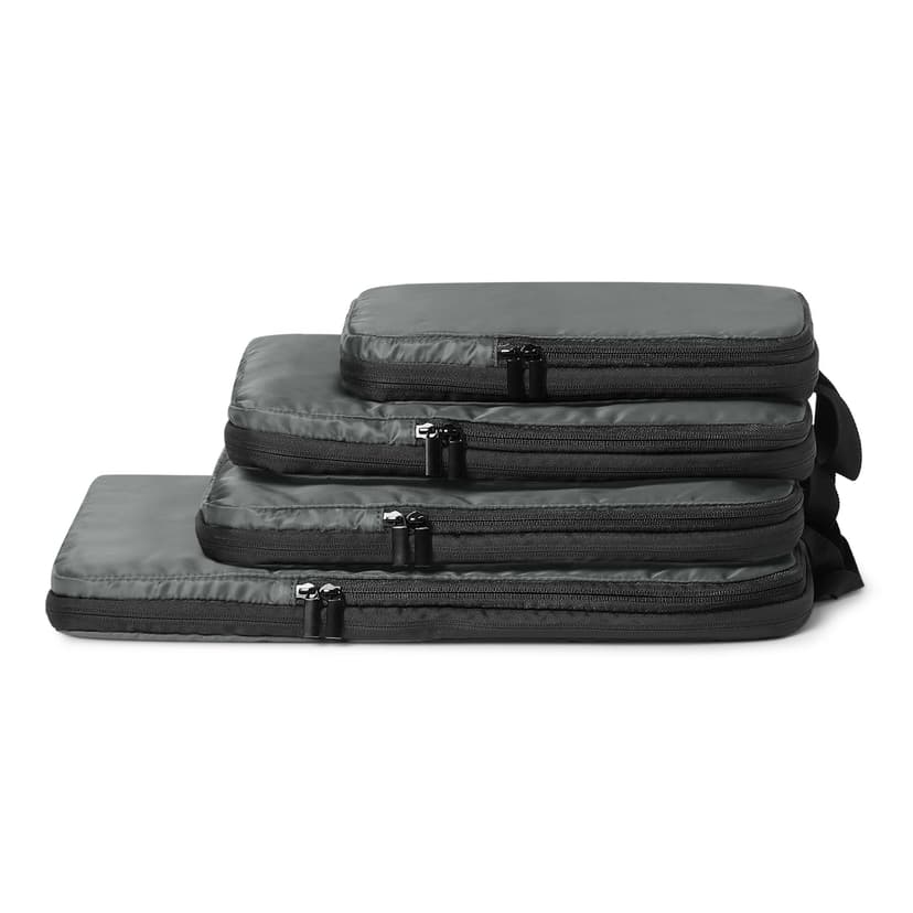 Amazon Essentials 4-Pack Ultralight Compression Packing Cubes Organizer, Grey