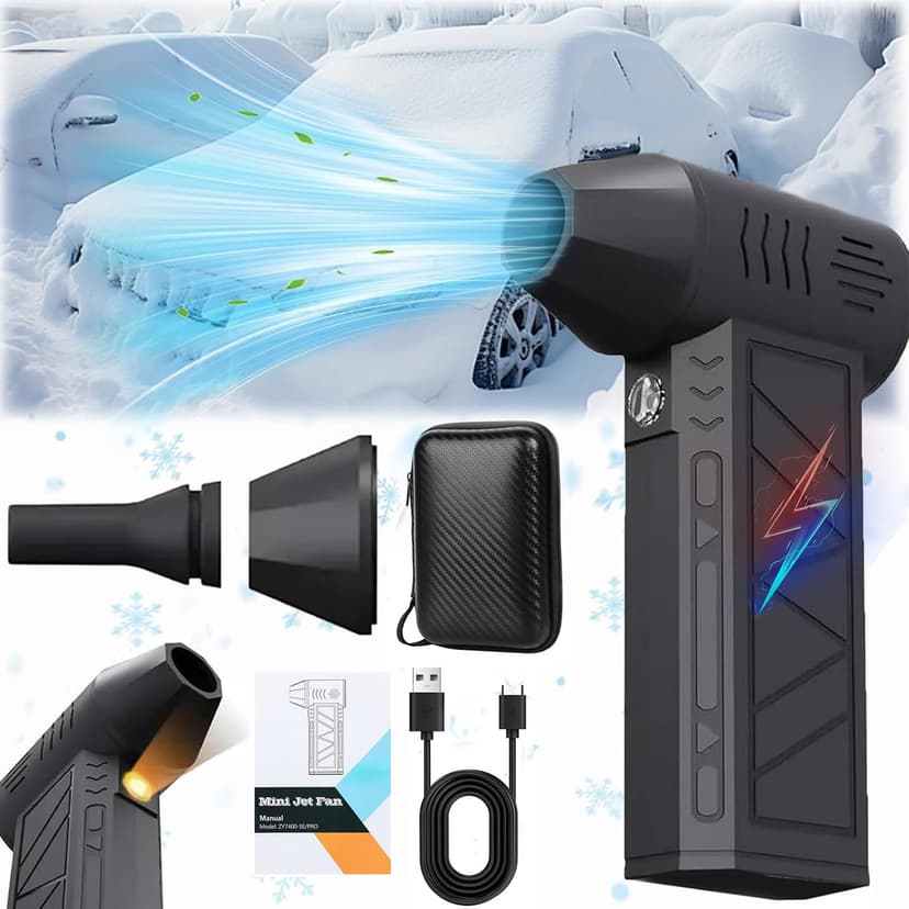 Snow Whiz Led Turbo Blower,Mini Turbo Snow Blower, Snowwhiz Turbos Blower Hand Held,Turbo Breeze Electric Blowers with Led, Air Duster Cordless Cleaner for Car,Home,Keyboard,Computer