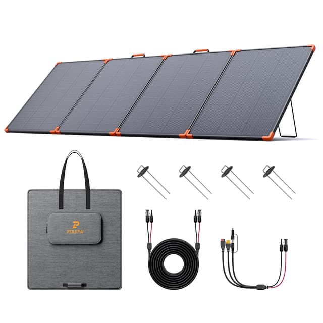 ZOUPW 350W Portable Solar Panel, N-Type 16BB 25% High Efficiency Foldable Solar Charger for Jackery/EcoFlow Delta/Anker Solix C1000/Bluetti,IP68 Waterproof OffGrid Power for RV Camping Power Backup