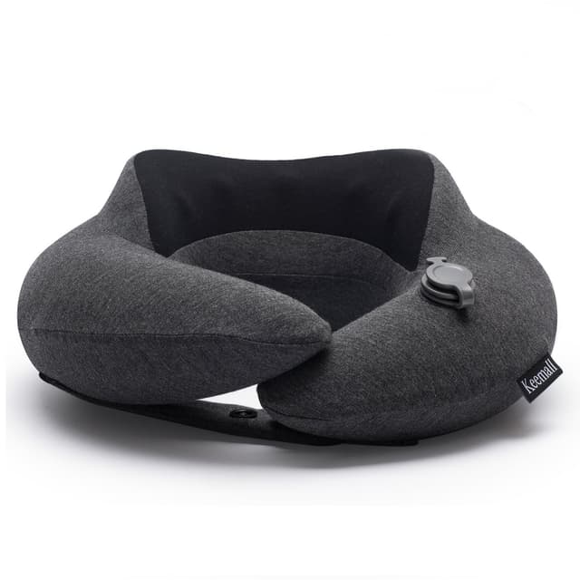 Keemall Inflatable Neck Pillow, Premium Travel Neck Pillow for Airplane Headrest Sleep - 3rd Generation, Double Comfort Plane Pillow for Long Flight