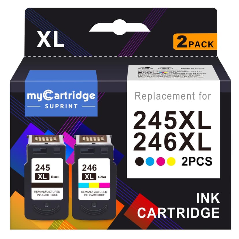 myCartridge SUPRINT 245XL Ink Cartridge PG-245 CL-246 Replacement for Canon Ink 245 and 246 Compatible for Canon 245XL 246XL Combo Pack for Pixma MG2522 TS3122 TS3322 MX490 TR4520 Printer 245 Ink