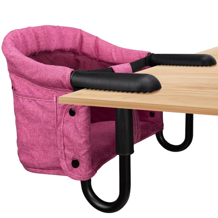 Hook On High Chair - Portable & Foldable for Babies 6-36 Months, Family & Travel Use with Carry Bag(Rose Red)