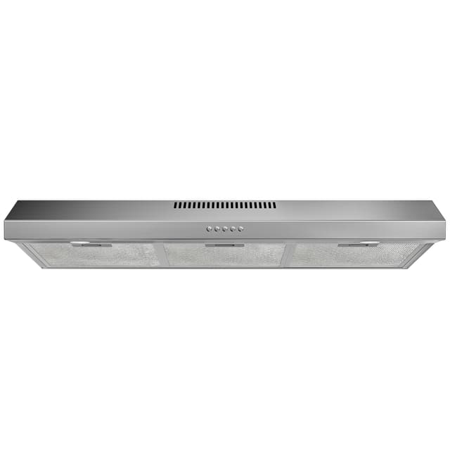 FIREGAS 36 Inch Under Cabinet Range Hood, Ducted/Ductless Convertible Kitchen Vent Hood with 3-Speed Exhaust Fan, 300 CFM, LED Lights, Stainless Steel Stove Hood for Kitchen