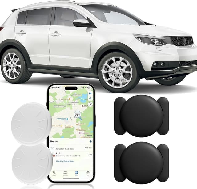 Dahetag Tracker Device for Vehicles,Car GPS Tracker Work with Apple Find My(iOS Only),No Monthly Fee Mini Hidden Car Tracker with Magnetic Case (Black,2PCS)