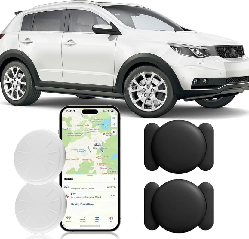 Dahetag Tracker Device for Vehicles,Car GPS Tracker Work with Apple Find My(iOS Only),No Monthly Fee Mini Hidden Car Tracker with Magnetic Case (Black,2PCS)