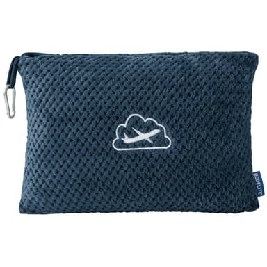 BEDELITE Travel Blanket with Bag, Ultra-Soft Jacquard Fleece Blanket with Luggage Sleeve & Backpack Clip, Airplane Blanket Travel Essentials, Navy