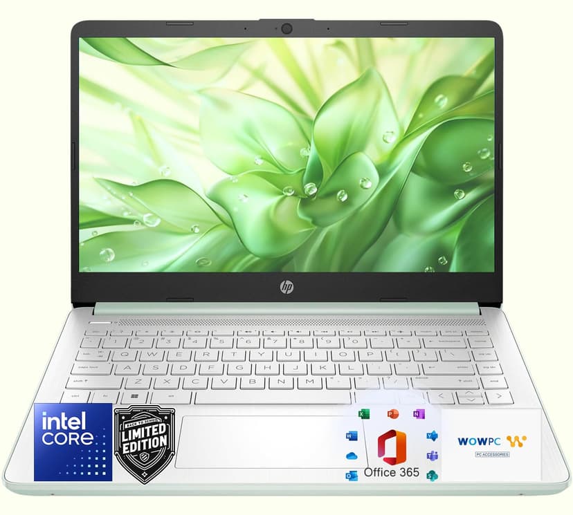 HP Ultrabook Laptop, Willow Green Design, Intel Quad-Core CPU, 8GB RAM, 128GB SSD + 1TB OneDrive, Windows 11 with Copilot AI — Ideal for Students & Everyday Use