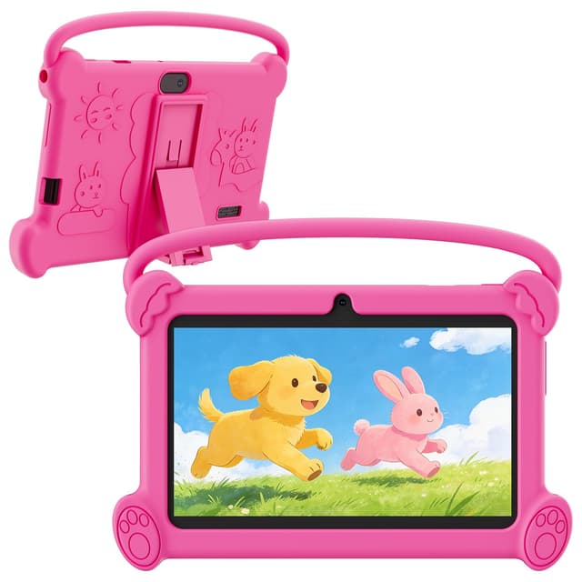 DIGITHINK Kids Tablet 7 inch 3-9 with Protective Case, 4GB (2GB+2GB Expand) RAM 32GB ROM, Toddler Tablets, Andriod Educational Learning Device,Prarent Control, Netflix,YouTube,aiwawa apps (Rose Red)