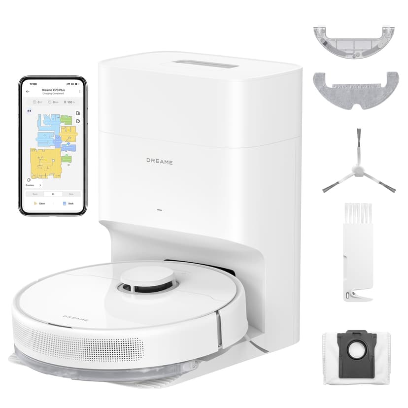 DREAME C20 Plus Robot Vacuum, 90 Days Self-Emptying Robot Vacuum and Mop Combo, 6000Pa Suction Robotic Vacuum, LiDAR Navigation, APP/Voice Control, Robot Vacuum Cleaner for Pet Hair/Carpet/Hard Floor
