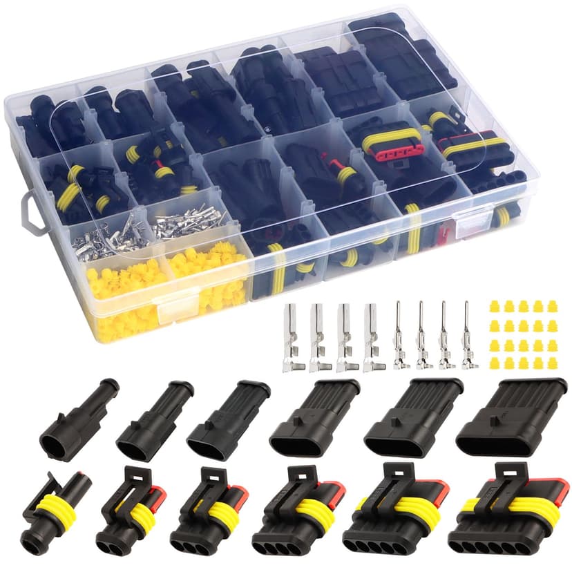 aopule 800Pcs Weather Pack Connectors Kit Waterproof Automotive Electrical Connectors Automotive Electrical Wire Connectors Plug Kit 1/2/3/4/5/6 Pin(50 Sets)