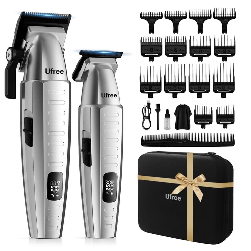 Ufree Professional Hair Clippers for Men with Bag, Mens Clippers and Trimmers Set, Barber Clippers Set, Electric Beard Trimmer, Gifts for Men, Silver