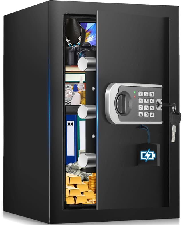 [16.54" Tall] Safe Box, 2.8 Cuft Home Safes Water and Fireproof, Anti-Theft Security Safes for Home with Programmable Keypad Spare Keys, Digital Safety Box for Money Documents Valuables Jewelry