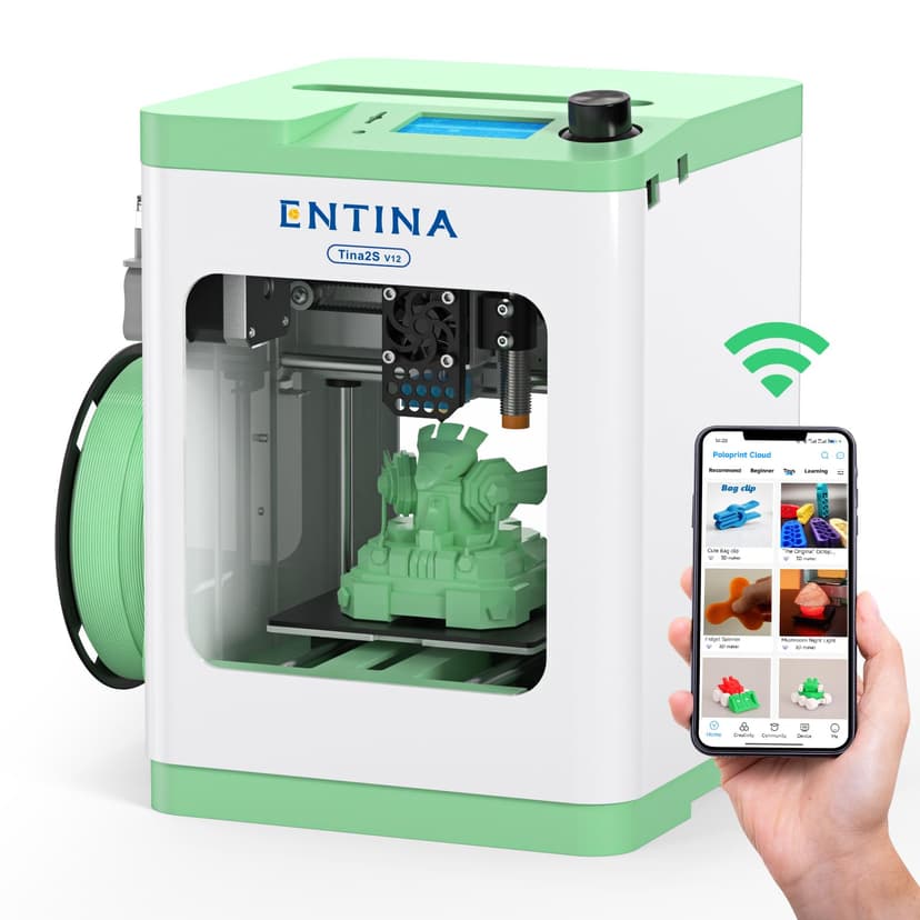Entina TINA2S 3D Printers with WiFi Cloud Printing, Huge Library, Fully Assembled, Mini 3D Printer for Beginners and Kids with Auto Leveling, High Precision FDM 3D Printer for Home, School and Office