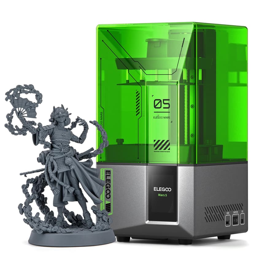 ELEGOO Mars 5 MSLA Resin 3D Printer, Smart Mechanical Sensor, Intelligent Automatic Leveling, COB Light Source, 6.6-inch Mono 4K LCD Screen, Large Printing Size 143.43 x 89.6 x 150 mm³