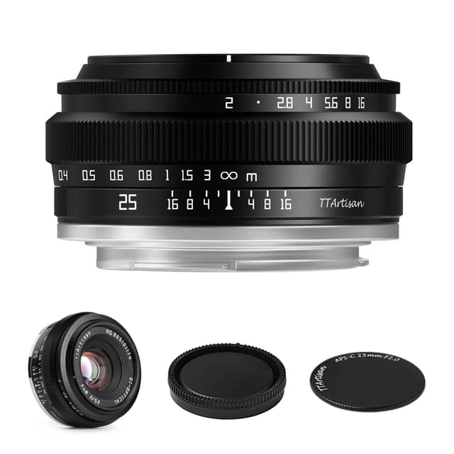 TTArtisan 25mm F2 Wide-Angle APS-C Camera Lens Large Aperture Manual Fixed Lens for Sony E Mount Cameras A6300 A6400 A6500 A6600 NEX-5 NEX-7 NEX5C A7lll A7Rll A7Rlll A7RlV A7SII A7SIII A9