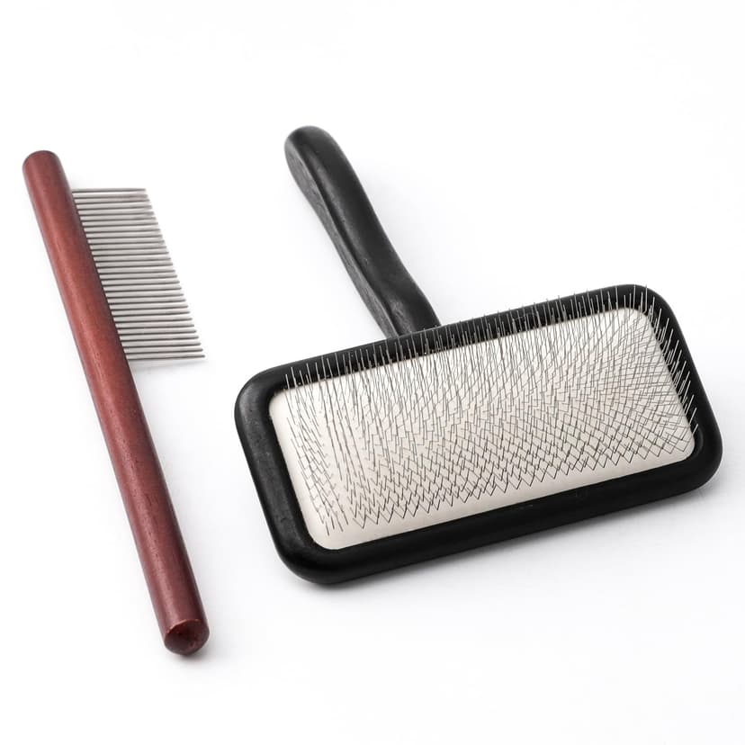 Carpet Rake Sheepskin Wool Brush and Sheepskin Brush Cleaner Comb, More Suitable for Pile Carpets/Rugs, for Carding Fur, Restore Carpets Softness and Texture (Black, 2PCS(Big+ Small)