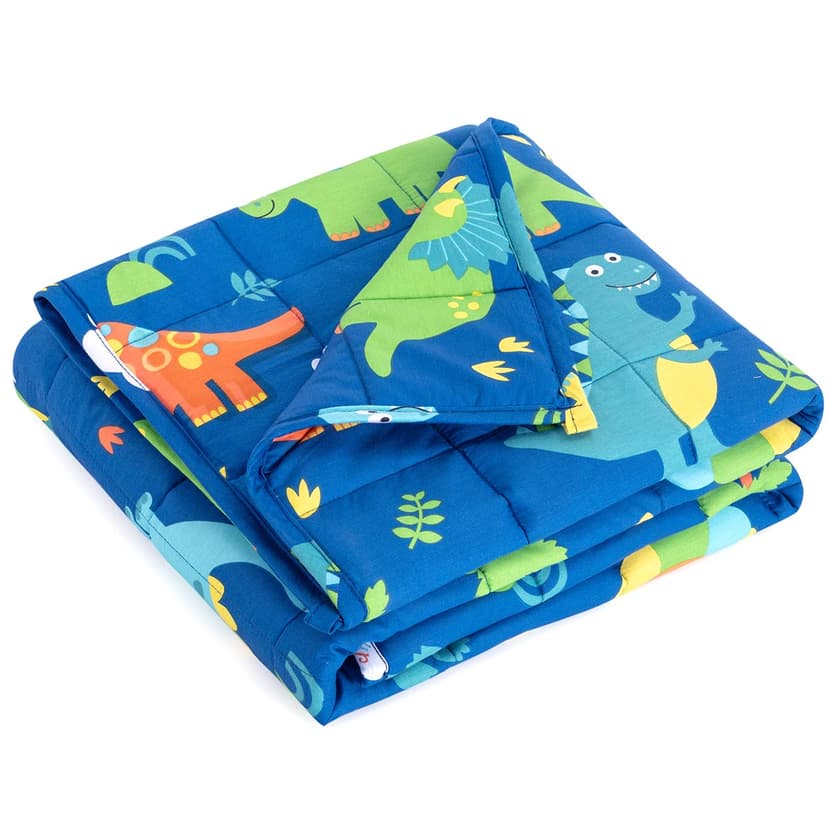 Mr. Sandman Weighted Blanket 7 lbs Twin/Full-Size Bed, Best for 50-90lb Cozy Cotton Blanket with Glass Beads - 41" x 60" Dinosaur Park