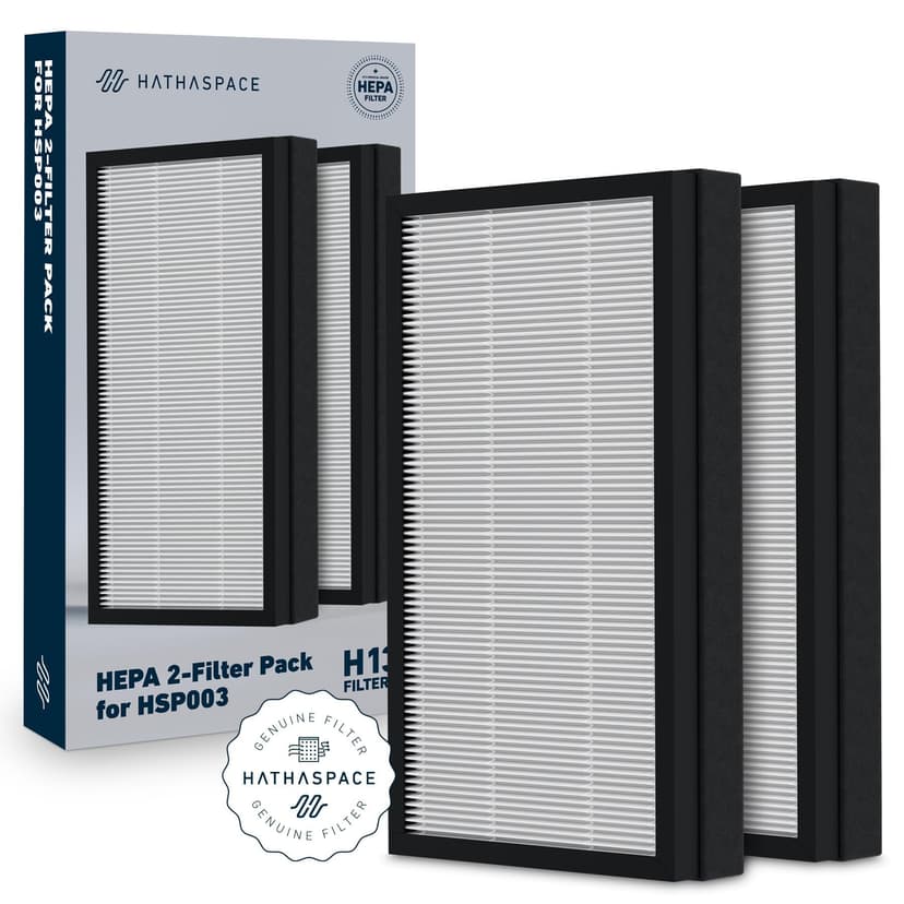 HATHASPACE HSP003 H13 True HEPA Filter Replacement, Dual-Stage Air Purifier Filter with Activated Carbon, Captures Dust, Smoke, Odors, VOCs, Easy to Install, Certified Replacement for HSP003, 1 Set