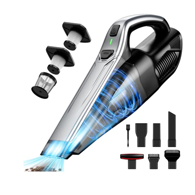 SAKOLD Car Vacuum Handheld Vacuum Cordless with Powerful Suction, Type-C Charge, 2 Suction Modes, 6-in-1 Portable Mini Vacuum for Home, Car, Office Desk, Keyboards