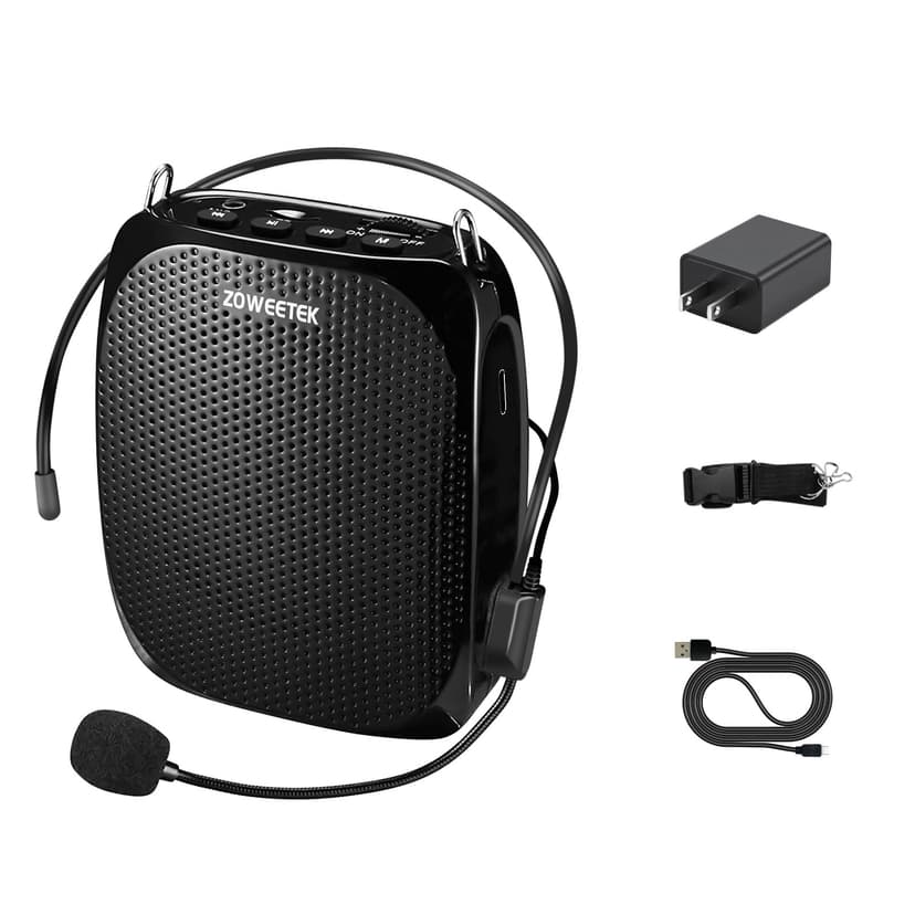 ZOWEETEK ZW-Z258 Portable Rechargeable Mini Voice Amplifier for Teachers with Wired Microphone Headset and Waistband,Supports MP3 Format Audio for Speech, Class, Training,Tour Guide,Power Amplifiers