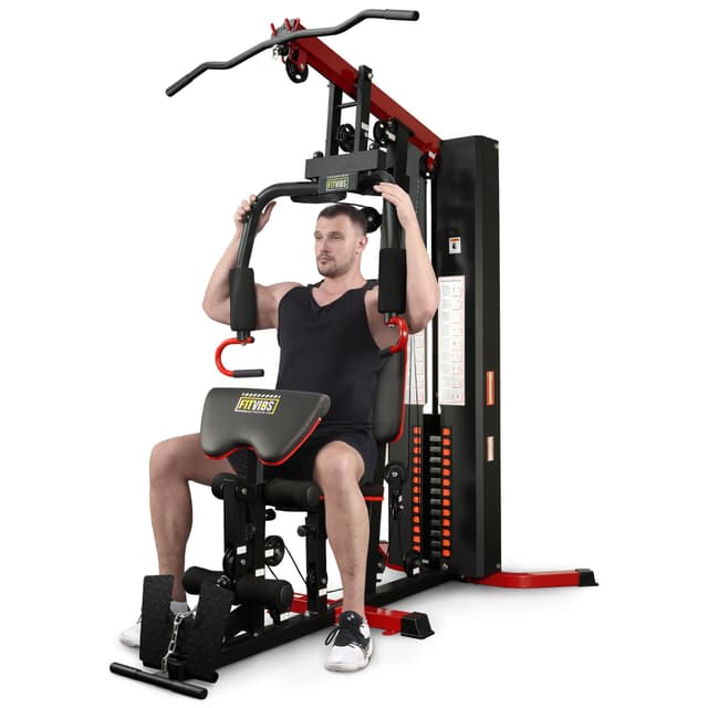 Fitvids Multifunctional Home Gym Equipment with 160 lbs Weight Stack, Full Body Workout Weight Machine, Strength Training Exercise Equipment with Pulley System & Leg Press, All-in-One Workout Station