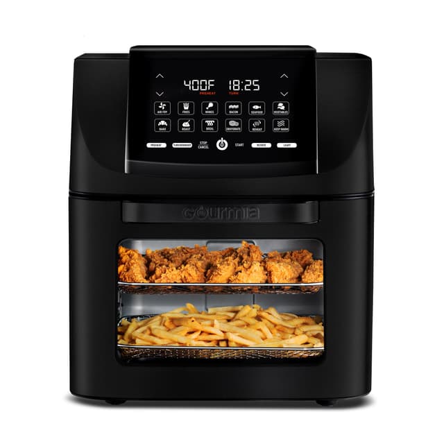 Gourmia Air Fryer - 14 Qt All-in-One Oven with Rotisserie, Digital Display with 12 Presets, Roast, Bake, Broil, Dehydrate, Dishwasher Safe Accessories, Black