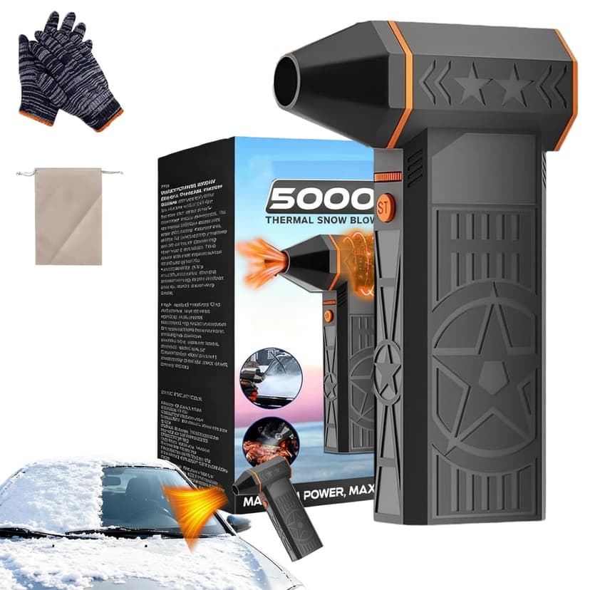 2026 New 3 in 1 5000W Thermal Snow Blower - Cordless Leaf Blower and Vacuum Cleaner, Hot Air Blowers, Portable Handheld Car Snow/Dust Remover, Car Defroster Windshield (Black*1SET)