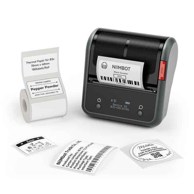 NIIMBOT B3S Label Maker Machine,3 Inch Thermal Label Printer,Portable Bluetooth Printer for Barcode, Address, Labeling,Good Choice for Home Office and Small Business