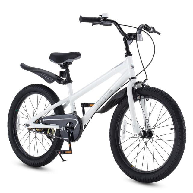 RoyalBaby Freestyle Kids Bike 20 Inch Wheel Bicycle Teens BMX with Dual Hand Brakes Kickstand Boys Girls Ages 6-10 Years, White