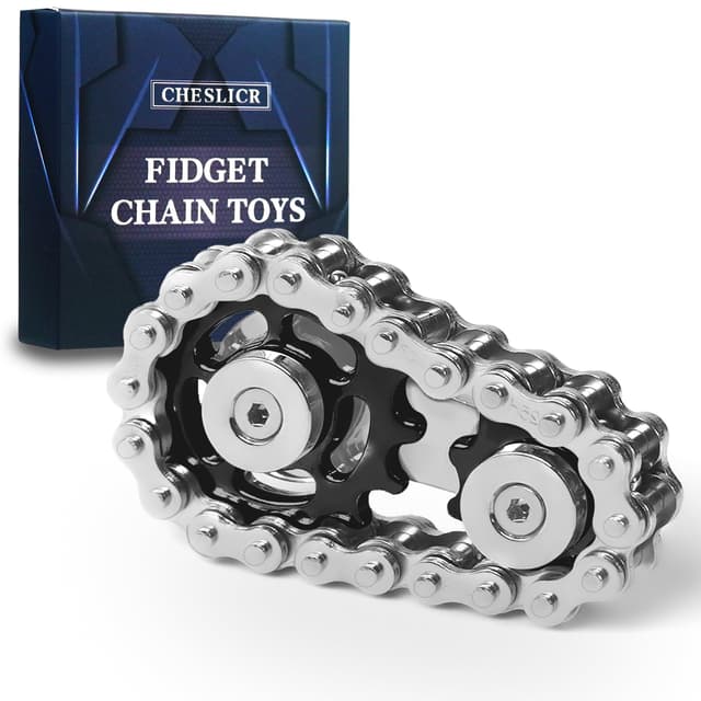 Fidget Toys for Adults Metal Fidget Bike Chain Assemble Fidgets Spinners Toy for Teens Cool Gadgets Desk Office Gift Anxiety Relief Items Stress Tool Sensory Stim Toy for Autism ADHD- Black