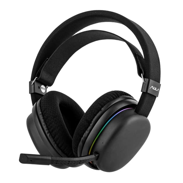 MechLands Aula G7 Wireless Gaming Headset for PS4/PS5/PC/Switch, Over-Ear Headphones with Detachable Noise Canceling Mic, RGB, Surround Sound, 60H Battery, 2.4GHz/BT/Wired (Black)