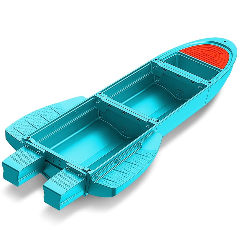 Fishing Boat, Folding Jon Boat with 3 Collapsible Modular Fishing Kayak and 2 Side&Tail Pontoons, Multipurpose Kayak Canoe, Up to 800lbs Buoyancy Suitable for 5-7 Person-Blue