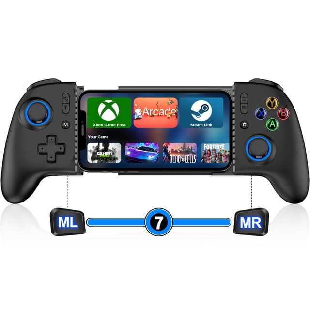 LIFUFUTEE Mobile Gaming Controller for iPhone/Android, Wireless Phone Controller with Hall Joysticks/Triggers, Mobile Controller Support Phone Case for Xbox Game Pass, Steam Link & More, Black