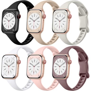 Lerobo Thin Slim Bands Compatible with Apple Watch 40mm 38mm 44mm 45mm 46mm 42mm 41mm 49mm SE iWatch Bands Ultra 3 2 1 Series 11 10 9 8 7 6 5 4 3 2 1 for Women Men, Soft Narrow Sport Strap Wristband