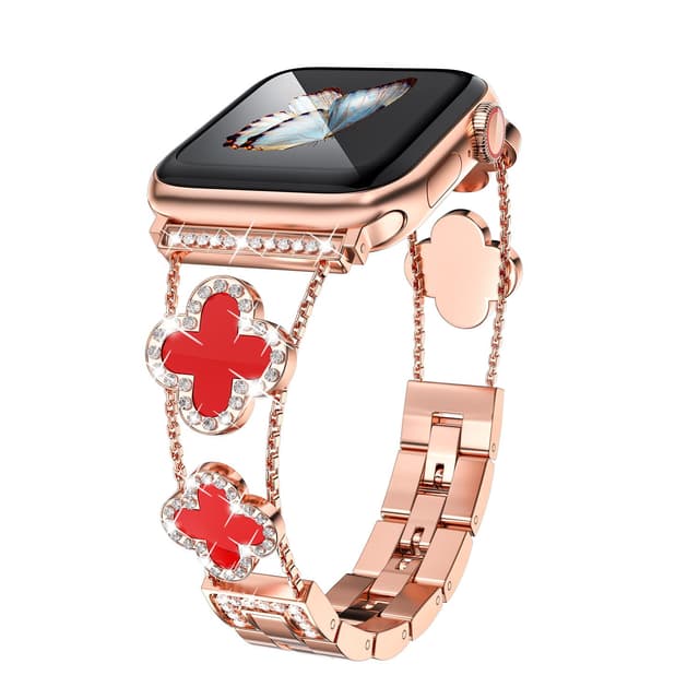 Rose Gold Cute Luxury Metal Diamond Slim Glitter Apple Watch Band 38mm 40mm 42mm 44mm iwatch se Series 6543,Apple Watch Series 7 45mm Band for Women Bling,Apple Watch se Series 3 38mm Band Womens